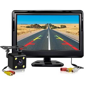 kairiyard backup camera, car rear view reverse camera with 5in monitor hd night vision 170° wide view angel vehicle back up camera systems ip69 waterproof for car truck