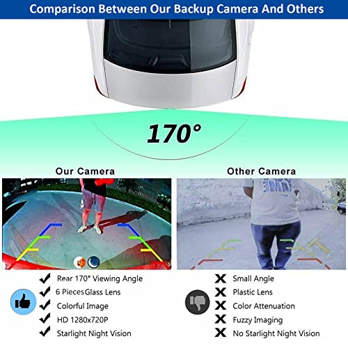 Kairiyard Backup Camera, Car Rear View Reverse Camera with 5in Monitor HD Night Vision 170° Wide View Angel Vehicle Back up Camera Systems IP69 Waterproof for Car Truck