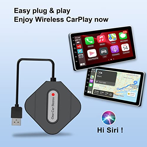 OneCarStereo Wireless CarPlay Adapter Apple CarPlay Dongle Mini for iPhone Convert Wired to Wireless for OEM Wired CarPlay Cars Model, Easy Plug and Play, Support Online Upgrade