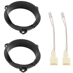 red wolf 6.5 inch door speaker adapter spacer ring speaker wire harness connector compatible with toyota 1998-2015, scion 2004-2014 aftermarket speaker adapter bracket wiring cable plug install