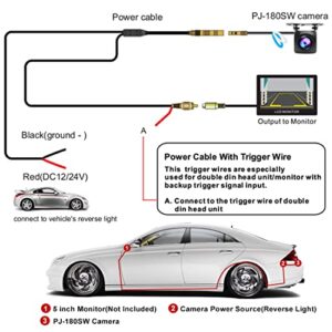 PARKVISION Backup Camera/Front Facing Camera with Real 180 Degree Ultra Super Wide Angle,Angle Adjustable,HD Fisheye Glass Lenses,Waterproof IP68,Mirror Guideline Function,DC12V24V for Universal Cars