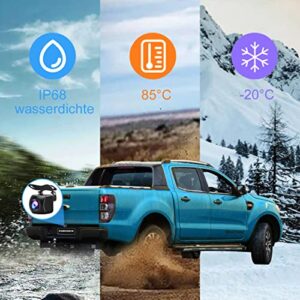 PARKVISION Backup Camera/Front Facing Camera with Real 180 Degree Ultra Super Wide Angle,Angle Adjustable,HD Fisheye Glass Lenses,Waterproof IP68,Mirror Guideline Function,DC12V24V for Universal Cars