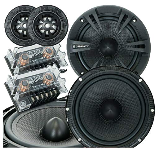 New Gravity 600C 500-watt Peak Power 4 Ohm 6.5-Inch 2-Way Car Audio Component Speakers System 6-1/2 Inches Speaker Set (2 Bass, 2 Tweeter, 2 Crossover)