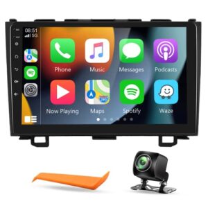 car stereo for honda crv 2007 2008 2009 2010 2011 with wireless apple carplay, 9 inch touch screen android car radio with backup camera and external microphone support gps navigation, mirror link
