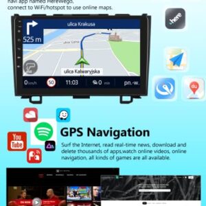 Car Stereo for Honda CRV 2007 2008 2009 2010 2011 with Wireless Apple Carplay, 9 Inch Touch Screen Android Car Radio with Backup Camera and External Microphone Support GPS Navigation, Mirror Link