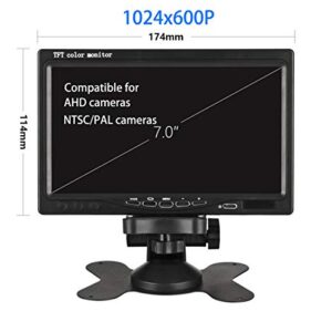 7 inch Car Monitor HUINETUL 12V 24V HD TFT Color LCD Backup Car Display Screen Monitor for Car Truck Caravan Camera/DVD/Satellite Receiver 1024x600p Fit AHD/NTSC/PAL