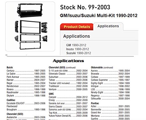 Metra 99-2003 Installation Multi-Kit for 1990-up GM/Suzuki Vehicles & Metra 70-2003 Radio Wiring Harness for GM 98-08 Harness