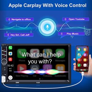 Double Din Car Stereo Compatible with Apple Carplay CAMECHO 7 Inch HD Touchscreen Radio with Bluetooth and Backup Camera, Remote Control, Phone Mirror Link,USB TF AUX Input, SWC, FM Audio Receivers