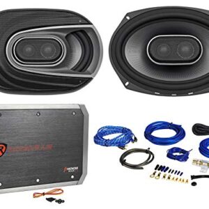 Polk Audio (2) MM692 6x9 900w 3-Way Car Audio/Marine Speakers+2-Ch Amp+Wire Kit