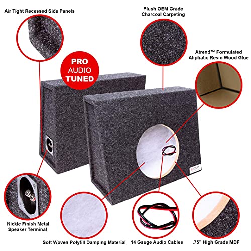 Bbox Single Sealed 10 Inch Subwoofer Enclosure - Pro Series Single Sealed Car Subwoofer Boxes & Enclosures - Premium Subwoofer Box Improves Audio Quality, Sound & Bass - Nickel Finish Terminals