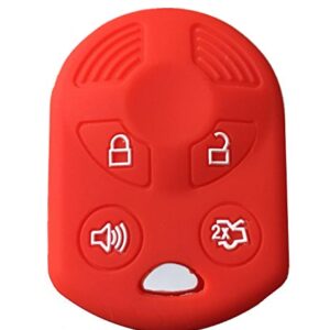 KAWIHEN Silicone Key Fob Cover Compatible with Ford Lincoln Mercury 4 buttons OUCD6000022 164-R8046 164-R7040 CWTWB1U722 (Red)