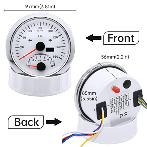 ARTILAURA GPS Speedometer 0-160MPH with Tachometer 8000 RPM, 85mm 3 3/8" Boat GPS Speedometer Car for AUTO Marine ATV Vehicles (White)