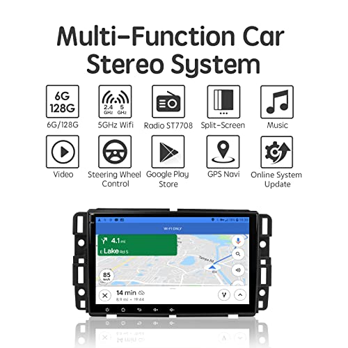 ViaBecs Android 10.0 6GB 128GB Wireless Apple Play Car Stereo Bluetooth for Chevy Silverado Tahoe GMC Sierra Yukon Buick Enclave 2008-2012 Car Radio Touchscreen Head Unit DSP 48-EQ GPS 5GHz Wifi FM/AM