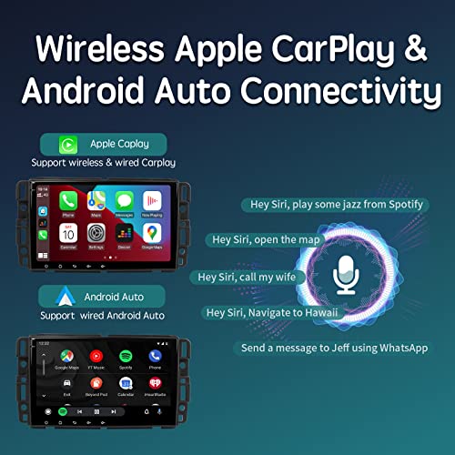 ViaBecs Android 10.0 6GB 128GB Wireless Apple Play Car Stereo Bluetooth for Chevy Silverado Tahoe GMC Sierra Yukon Buick Enclave 2008-2012 Car Radio Touchscreen Head Unit DSP 48-EQ GPS 5GHz Wifi FM/AM