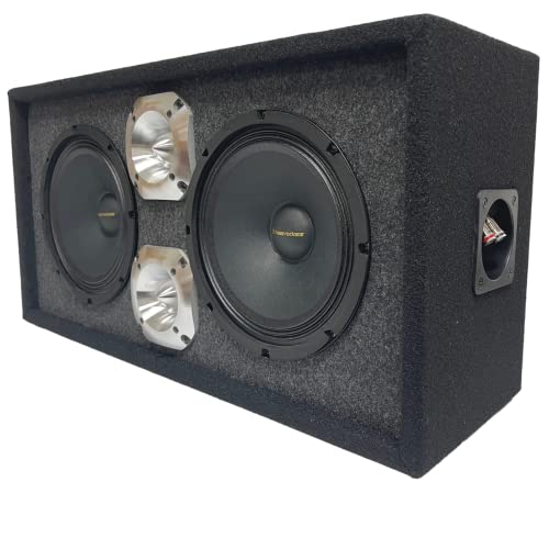 Bass Rockers 8" Loaded chuchera Chero Box with 8" Midrange Midbass Speakers and 4" Chrome High Performance Tweeters 1200W for Car Home UTV, ATV, Camper, DJ, Pro Audio Use