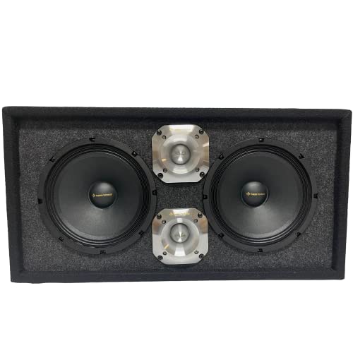 Bass Rockers 8" Loaded chuchera Chero Box with 8" Midrange Midbass Speakers and 4" Chrome High Performance Tweeters 1200W for Car Home UTV, ATV, Camper, DJ, Pro Audio Use