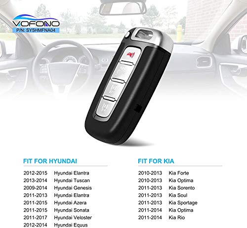 VOFONO 4 Buttons Keyless Entry Remote Flip Key Fob Compatible with Sonata 2011-2015/ Elantra 2011-2013/ Genesis 2009-2014/ Veloster 2011-2017 Replacement for Kia Optima 2010-2013 （SY5HMFNA04）