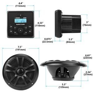 Marine Stereo Bluetooth Radio Player with 2 x 6.5 Speaker Black