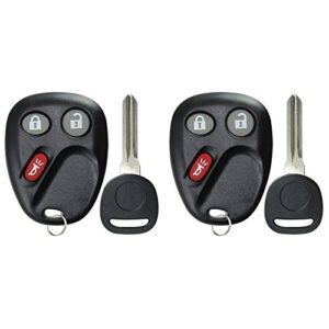 keylessoption keyless entry remote car key fob key for chevy trailblazer gmc envoy (pack of 2)