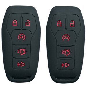 2pcs coolbestda silicone key fob cover skin remote case keyless entry holder for 2015 2016 2017 ford explorer edge mustang f-150 fusion lincoln mkz mkc m3n-a2c31243300