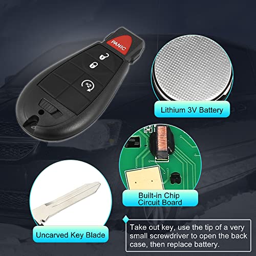 X AUTOHAUX Keyless Entry Remote Car Key Fob M3N5WY783X 433Mhz for Dodge Grand Caravan Charger Durango for Ram 4 Button with Door Key Replacement