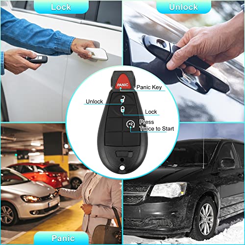 X AUTOHAUX Keyless Entry Remote Car Key Fob M3N5WY783X 433Mhz for Dodge Grand Caravan Charger Durango for Ram 4 Button with Door Key Replacement