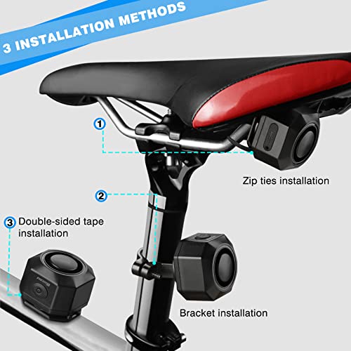 WSDCAM USB Rechargeable Bike Alarm with Remote, 110dB Loud Wireless Anti Theft Vibration Motion Sensor Vehicle Security Alarm System Waterproof Bicycle Trailer Motorcycle Alarm - 2 Pack