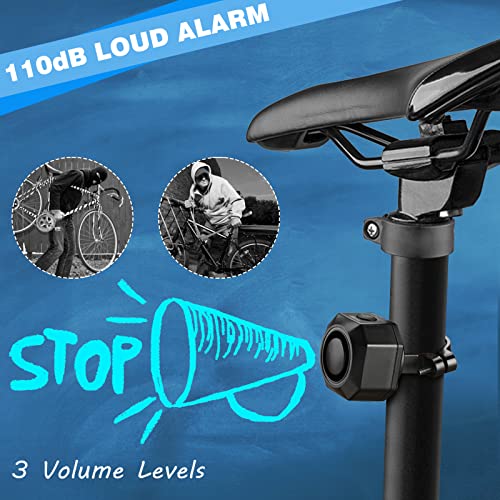 WSDCAM USB Rechargeable Bike Alarm with Remote, 110dB Loud Wireless Anti Theft Vibration Motion Sensor Vehicle Security Alarm System Waterproof Bicycle Trailer Motorcycle Alarm - 2 Pack