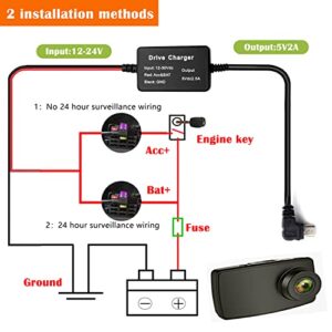 Aienxn Dash Cam Hardwire Kit,12ft Micro USB Hardwiring Kit Fuse for Dashcam,Car Charger 12V-24V to 5V Camera Charger Power Cord,with 4 Fuse Tap Cable and Installation Tool Q-005