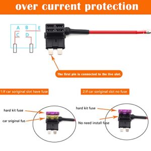 Aienxn Dash Cam Hardwire Kit,12ft Micro USB Hardwiring Kit Fuse for Dashcam,Car Charger 12V-24V to 5V Camera Charger Power Cord,with 4 Fuse Tap Cable and Installation Tool Q-005