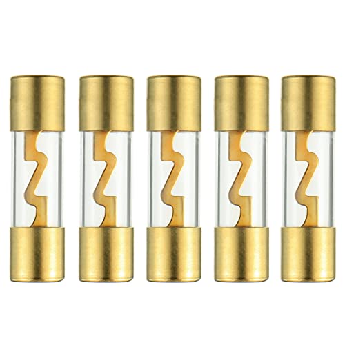 BOJACK 60A Gold Plated Glass Car Audio AGU Fuse for Car/Auto/Marine Audio Stereo Amplifier Power Protection (Pack of 5 Pcs)