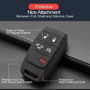 INFIPAR 2pcs Compatible with 2019 2020 RAM 2500 3500 5500 Black Silicone Case Cover Protector Keyless Remote fit 5 Buttons 2019 2020 RAM 2500 3500 4500 5500 Truck Pickup Only for Push Button Start