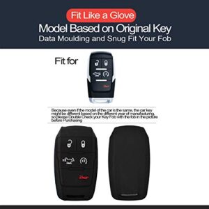 INFIPAR 2pcs Compatible with 2019 2020 RAM 2500 3500 5500 Black Silicone Case Cover Protector Keyless Remote fit 5 Buttons 2019 2020 RAM 2500 3500 4500 5500 Truck Pickup Only for Push Button Start