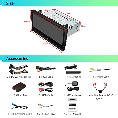 XTRONS Car Stereo for Audi A3 S3 RS3, Android 12 Octa Core 4GB+64GB Car Radio, 8.8 Inch IPS Touch Screen GPS Navigation for Car Bluetooth Head Unit, Built-in DSP Car Play Android Auto Support 4G LTE