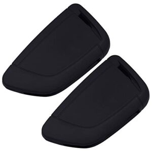 Lcyam Silicone Key Fob Cover Case 4 Buttons Fits for BMW X1 X2 X3 X5 540I 750I BMW 3 Series (Model 1: Black Black)