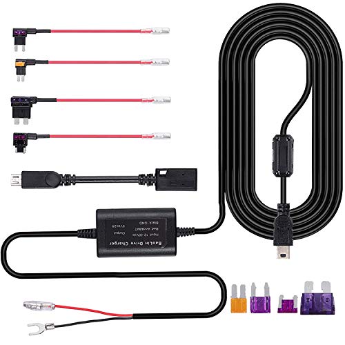 Justech 10ft Hard Wire Kit for Dash Cam with Mini/Micro/Micro2 Fuse 12V-24V to 5V Dash Cam Hardwire Kit