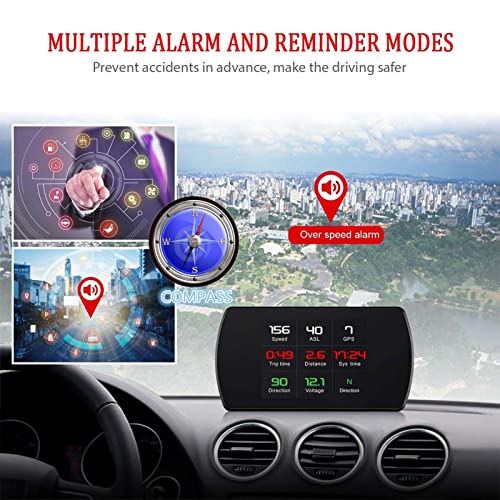 ACECAR Upgrade T800 Universal Car HUD Head Up Display Digital GPS Speedometer with Compass Driving Latitude and Longitude Speedup Test Brake Test Overspeed Alarm HD LCD Display for All Vehicle