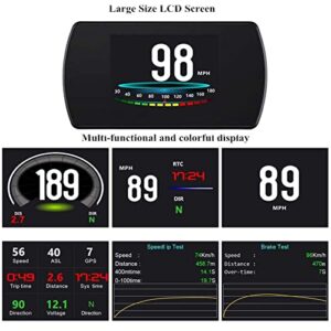 ACECAR Upgrade T800 Universal Car HUD Head Up Display Digital GPS Speedometer with Compass Driving Latitude and Longitude Speedup Test Brake Test Overspeed Alarm HD LCD Display for All Vehicle