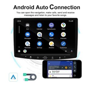 Hikity Android 11 Single Din Car Stereo 10.1" Angle Adjustable Touchscreen Car Radio, Wireless Apple Carplay Android Auto, Support GPS/WiFi/HiFi/Bluetooth Call Music/FM/SWC/Backup Camera