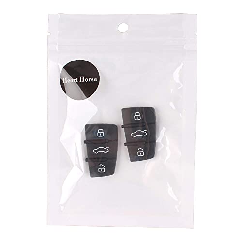 Heart Horse Button Rubber Pad for A-UDI A3 A4 A5 A6 A8 Flip Remote Key Fob Replacement 2pcs