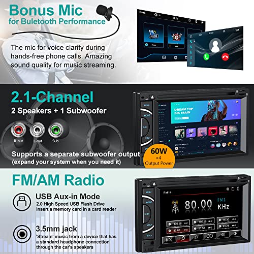 Double Din Car Stereo Radio with CD/DVD Player, Backup Camera, Bluetooth 5.2, CarPlay Android Auto Voice Control, 7inch Touchscreen Head Unite with AM FM Radio, Mirror Link, DSP, SWC, A/V Input