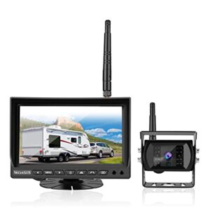 veclesus vmw7 wireless backup camera hd 1080p 7” ips monitor system, high-speed stable transmission & ip69k waterproof for truck, rv, trailer, bus, harvester, pickup, motorhome