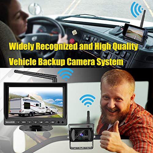 VECLESUS VMW7 Wireless Backup Camera HD 1080P 7” IPS Monitor System, High-Speed Stable Transmission & IP69K Waterproof for Truck, RV, Trailer, Bus, Harvester, Pickup, Motorhome