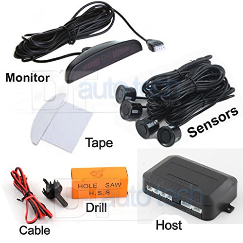 4 Parking Car Parking Sensor Kit LED Display View Reverse Backup Radar System Backup Sensor Reversing Sensors Universal Auto Radar Detector Sensors Radar Buzzer Beep-Beep Alarm Indicator