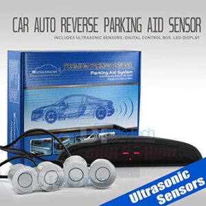 4 Parking Car Parking Sensor Kit LED Display View Reverse Backup Radar System Backup Sensor Reversing Sensors Universal Auto Radar Detector Sensors Radar Buzzer Beep-Beep Alarm Indicator