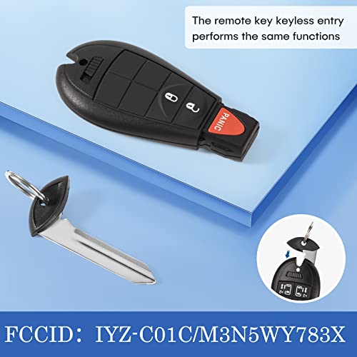 Keyless Entry Remote Interchangeable 3 & 4 Button keypads and OBD2 Car Key Programmer Tool Compatible with Chrysler, Dodge, Jeep, Ram Models, Key Replacement Kit