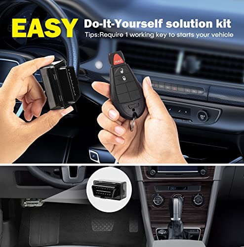 Keyless Entry Remote Interchangeable 3 & 4 Button keypads and OBD2 Car Key Programmer Tool Compatible with Chrysler, Dodge, Jeep, Ram Models, Key Replacement Kit