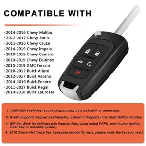 SaverRemotes Key Fob Compatible with 2010-2019 Chevy Equinox/Camaro/Cruze/Malibu/Impala/Sonic/GMC Terrain/Buick Lacrosse/Regal/Verano/Encore Keyless Entry Remote Replacement for OHT01060512