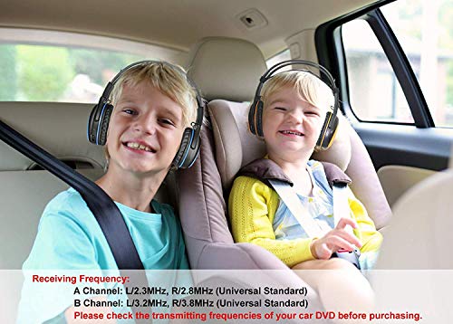 SIMOLIO 4 Pack of Car Kids Headphones with Adjustable 75/85/94dB Volume Limited, Wireless DVD Headphones, 2 Channel IR Wireless Car Headphones, Infrared Wireless Headsets for Vehicle Entertainment