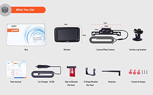 Wireless Backup Camera System, IP69 Waterproof Wireless License Plate Rear View Camera, Night Vision and 4.3 inch Wireless Monitor for Trailer, RV, Trucks, Pickup Trucks, Cargo Vans, etc